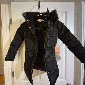 Ci Sono Black Puffer Jacket with Gold Accents
